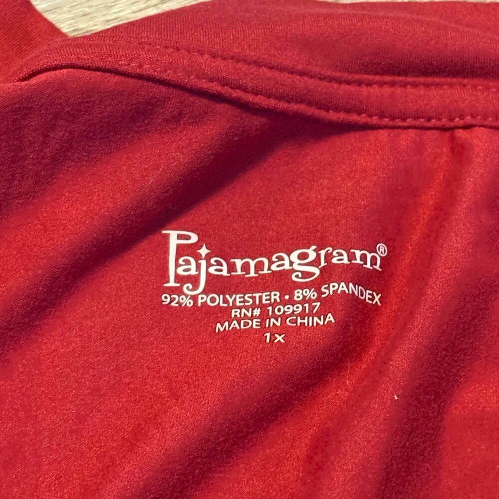 Pajamagram Sleep Top Womens 1X Red V-Neck Short Sleeve Pajama Shirt Soft - Picture 7 of 10